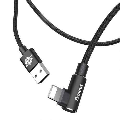 CABLU alimentare si date Baseus MVP, Fast Charging Data Cable pt. smartphone, USB la Lightning iPhone 2A unghi 90 grade, brodat, 1m, negru "CALMVP-01" (timbru verde 0.18 lei) - 6953156263406