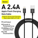 Baseus Lightning Superior Series cable, Fast Charging, Data 2.4A, 1m Black (CALYS-A01)