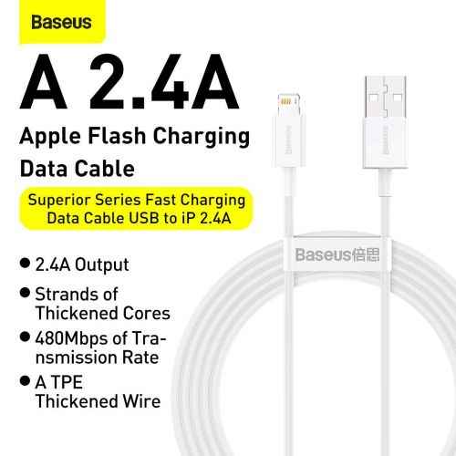 Baseus CALYS-A02 mobile phone cable White 1 m USB A Lightning