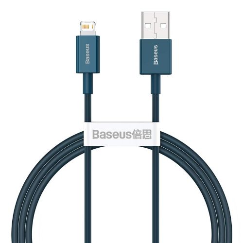Câble baseus lightning superior series charge rapide données 24 a 1 m bleu calys-a03