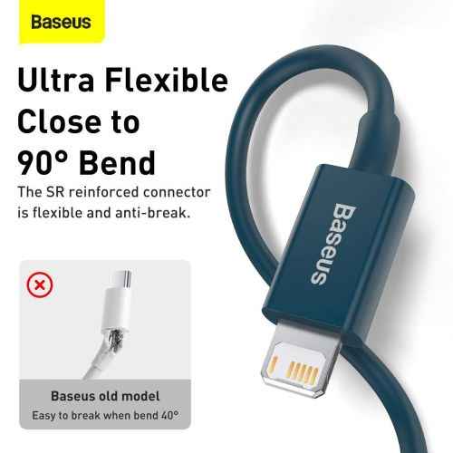 Câble Baseus Lightning Superior Series, charge rapide, données 2,4 A, 1 m, bleu (CALYS-A03)
