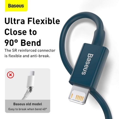 Câble Baseus Lightning Superior Series, charge rapide, données 2,4 A, 1 m, bleu (CALYS-A03)