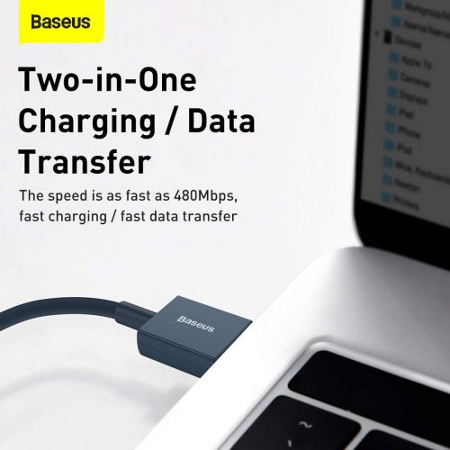 Câble Baseus Lightning Superior Series, charge rapide, données 2,4 A, 1 m, bleu (CALYS-A03)