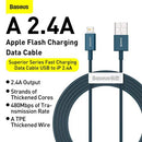 Câble baseus lightning superior series charge rapide données 24 a 1 m bleu calys-a03