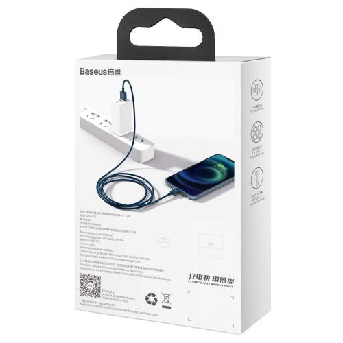 Câble Baseus Lightning Superior Series, charge rapide, données 2,4 A, 1 m, bleu (CALYS-A03)