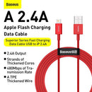 Câble Baseus Lightning Superior Series, charge rapide, données 2,4 A, 1 m, rouge (CALYS-A09)