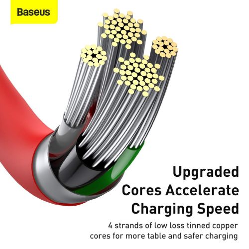 Câble baseus lightning superior series charge rapide données 24 a 1 m rouge calys-a09