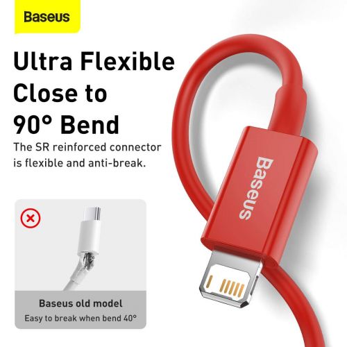 Câble Baseus Lightning Superior Series, charge rapide, données 2,4 A, 1 m, rouge (CALYS-A09)
