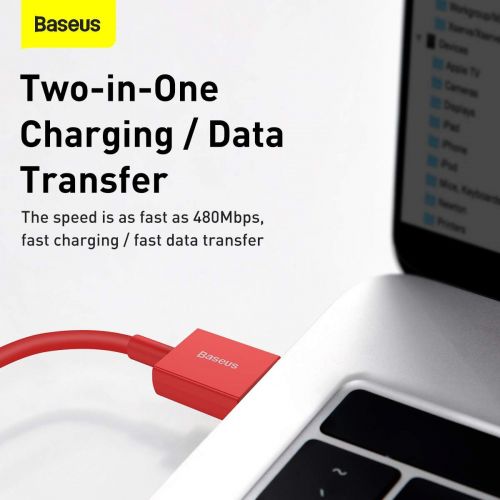 Câble Baseus Lightning Superior Series, charge rapide, données 2,4 A, 1 m, rouge (CALYS-A09)