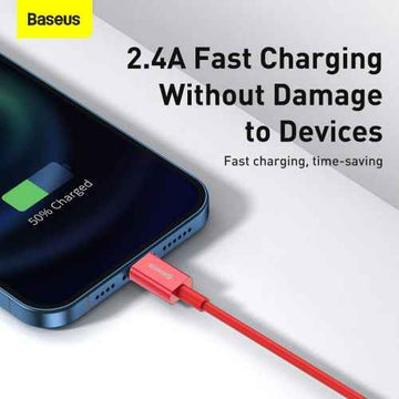 Câble Baseus Lightning Superior Series, charge rapide, données 2,4 A, 1 m, rouge (CALYS-A09)