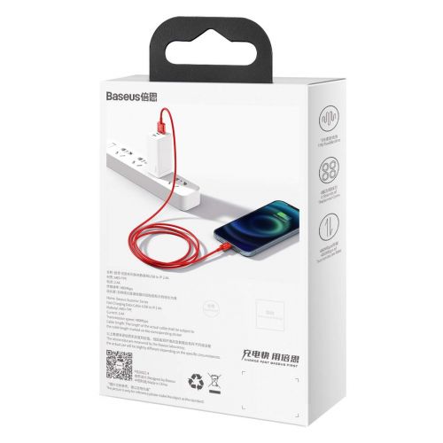 Câble Baseus Lightning Superior Series, charge rapide, données 2,4 A, 1 m, rouge (CALYS-A09)