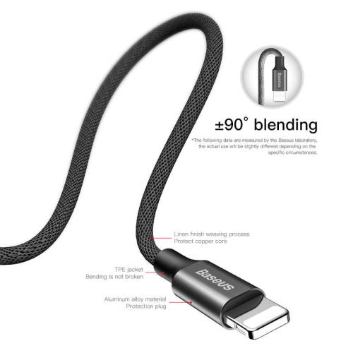Câble Lightning Baseus Yiven Apple 2 A 1,8 m Noir (CALYW-A01)