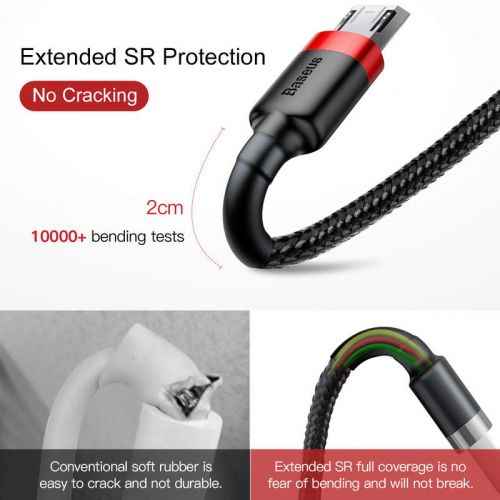 Cable Micro USB Baseus Cafule 1.5A 2m (red & black)