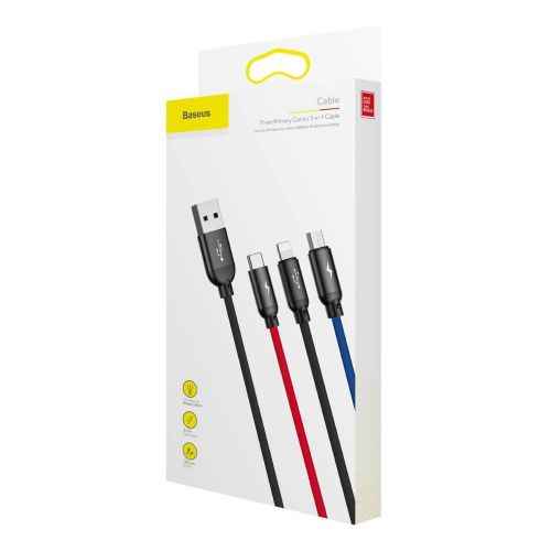 Colorfone CAMLT-BSY01 USB cable 1.2 m USB A 3 x USB C Black, Red, Blue