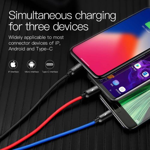 Colorfone CAMLT-BSY01 USB cable 1.2 m USB A 3 x USB C Black, Red, Blue