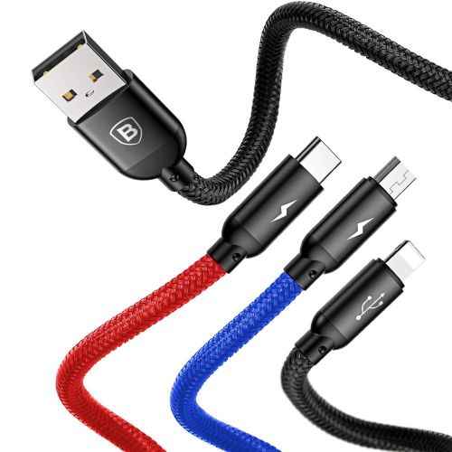 Colorfone CAMLT-BSY01 USB cable 1.2 m USB A 3 x USB C Black, Red, Blue