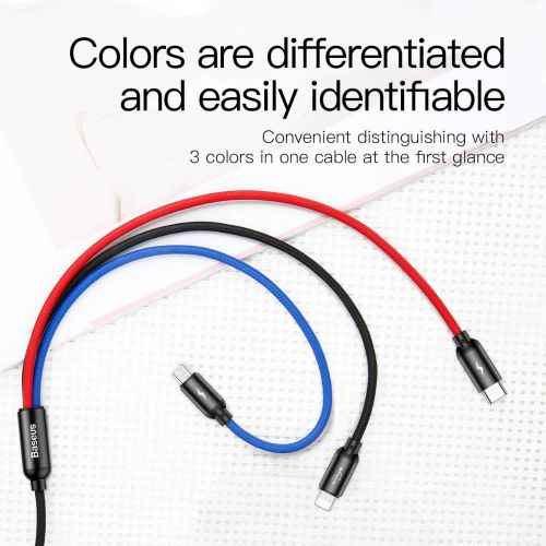 Colorfone CAMLT-BSY01 USB cable 1.2 m USB A 3 x USB C Black, Red, Blue