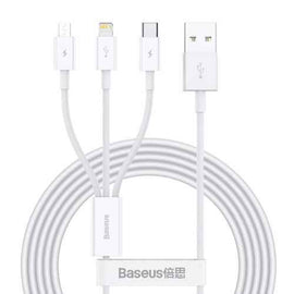 Baseus Cable Superior Series 3-in-1 Fast Charging Data Cable USB to M+L+C 3.5A 1.5m White (CAMLTYS-02)