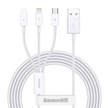 Baseus Cable Superior Series 3-in-1 Fast Charging Data Cable USB to M+L+C 3.5A 1.5m White (CAMLTYS-02)