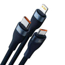Baseus Universal Flash Series II 3-in-1 Fast Charging Data Cable (USB-A to Micro + Lightning + Type-C) 100W, 1.2m Blue (CASS030103)