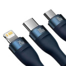 Baseus Universal Flash Series II 3-in-1 Fast Charging Data Cable (USB-A to Micro + Lightning + Type-C) 100W, 1.2m Blue (CASS030103)