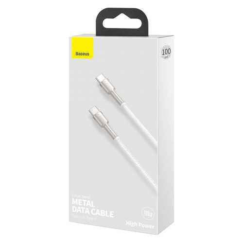 Câble Baseus Type-C - Type-C Série Cafule Métal Charge rapide/données 100 W (20 V/5 A) 1 m Blanc (CATJK-C02)