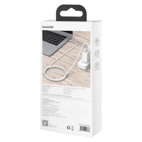 Câble Baseus Type-C - Type-C Série Cafule Métal Charge rapide/données 100 W (20 V/5 A) 1 m Blanc (CATJK-C02)