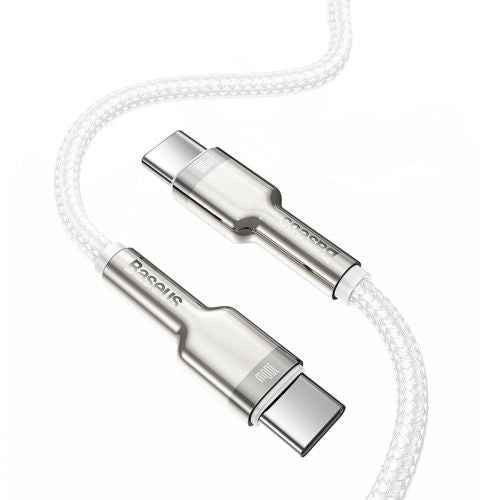 Câble Baseus Type-C - Type-C Série Cafule Métal Charge rapide/données 100 W (20 V/5 A) 1 m Blanc (CATJK-C02)