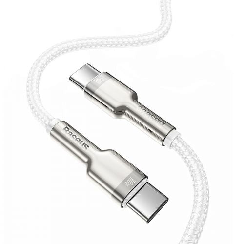 Câble Baseus Type-C - Type-C Série Cafule Métal Charge rapide/données 100 W (20 V/5 A) 1 m Blanc (CATJK-C02)