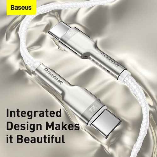 Câble Baseus Type-C - Type-C Série Cafule Métal Charge rapide/données 100 W (20 V/5 A) 1 m Blanc (CATJK-C02)