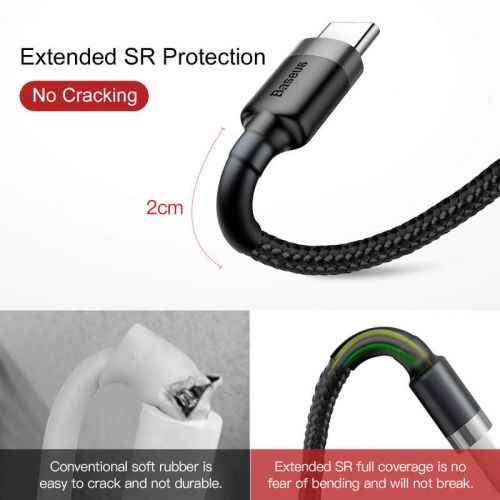 Câble USB Baseus CATKLF-CG1 2 m USB A USB C Noir, Gris