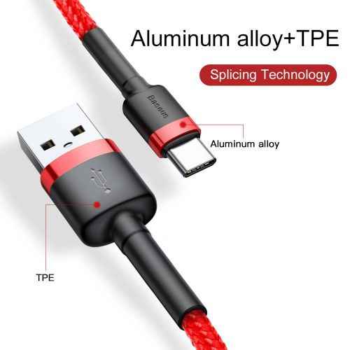 Câble de téléphone portable Baseus CATKLF-U09 Noir, Rouge 3 m USB A USB C