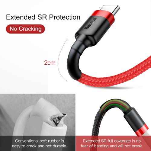 Câble de téléphone portable Baseus CATKLF-U09 Noir, Rouge 3 m USB A USB C
