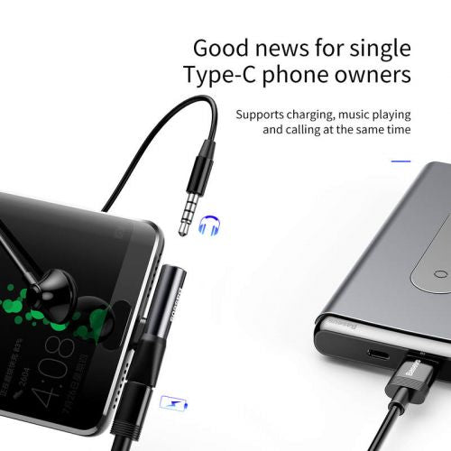 Adapteris Baseus L41 USB-C to Mini Jack 3.5mm + USB-C