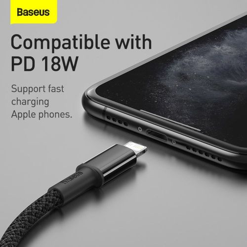 Câble de charge rapide tressé haute densité Baseus Type-C Lightning PD 20 W 1 m Noir (CATLGD-01)