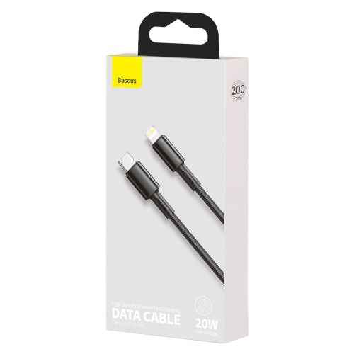 Câble de charge rapide tressé haute densité Baseus Type-C Lightning PD 20 W 2 m Noir (CATLGD-A01)