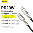 Kabelis Baseus Metal Type C - Lightning 1m Melns