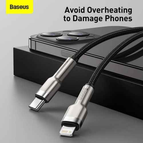 Kabelis Baseus Metal Type C - Lightning 1m Melns