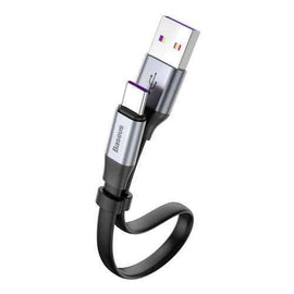 Baseus Type-C Simple HW Quick Charge Charging Data Cable, 40W, 5A, 0.23m, Gray (CATMBJ-BG1)