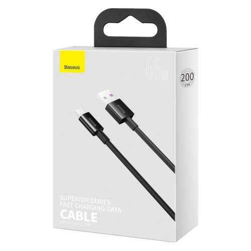 Baseus Type-C Superior series fast charging data cable, 66W(11V/6A), 2m, Black (CATYS-A01)