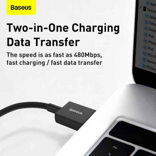 Baseus Type-C Superior series fast charging data cable, 66W(11V/6A), 2m, Black (CATYS-A01)