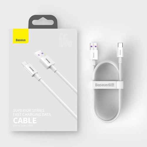 Baseus Type-C Superior series fast charging data cable 66W (11V/6A) 2m White (CATYS-A02)