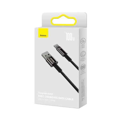Câble Baseus Type-C Tungsten Gold 480 Mbit/s, 100 W, 2 m, noir (CAWJ000101)