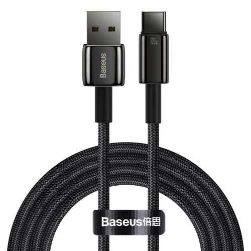 Câble Baseus Type-C Tungsten Gold 480 Mbit/s, 100 W, 2 m, noir (CAWJ000101)