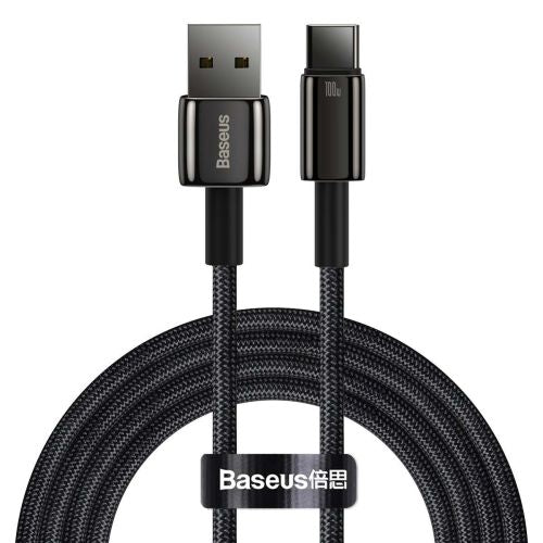 Câble Baseus Type-C Tungsten Gold 480 Mbit/s, 100 W, 2 m, noir (CAWJ000101)