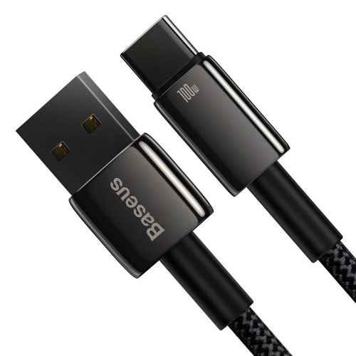 Câble Baseus Type-C Tungsten Gold 480 Mbit/s, 100 W, 2 m, noir (CAWJ000101)