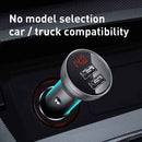 Chargeur de voiture Baseus avec écran, 2x USB, 4,8 A, 24 W (argent)