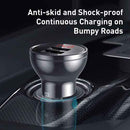 Chargeur de voiture Baseus avec écran, 2x USB, 4,8 A, 24 W (argent)