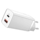 Baseus Travel Charger GaN2 Lite Quick Charger C+U QC 3.0 PD 3.0 65W EU White (CCGAN2L-B02)