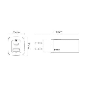 Baseus Travel Charger GaN2 Lite Quick Charger C+U QC 3.0 PD 3.0 65W EU White (CCGAN2L-B02)
